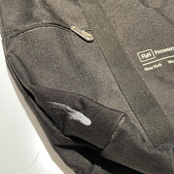 Black canvas zipper tote with three outside pockets. Large. GC. - Picture 2 of 3